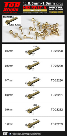 TD23233-1.0mm Hex Rivets (A) Brass