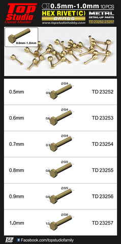 TD23253-0.6mm Hex Rivets (C) Brass