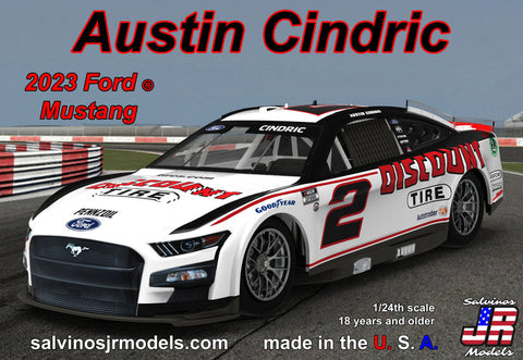 Salvino's Team Penske, Austin Cindric, ALL NEW- 2023 body, Ford Mustang "Discount Tire"