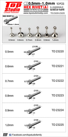 TD23223-0.8mm Hex Rivets (A) Silvery