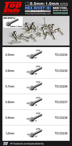 TD23236-0.7mm Hex Rivets (B) Silvery